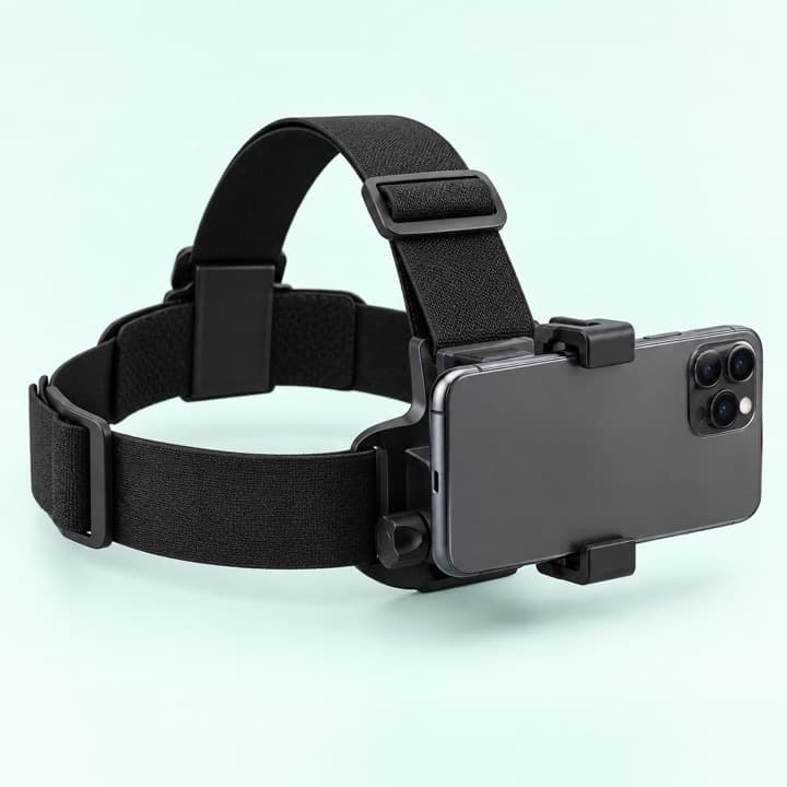 Ilustração de faixa de cabeça com suporte para celular